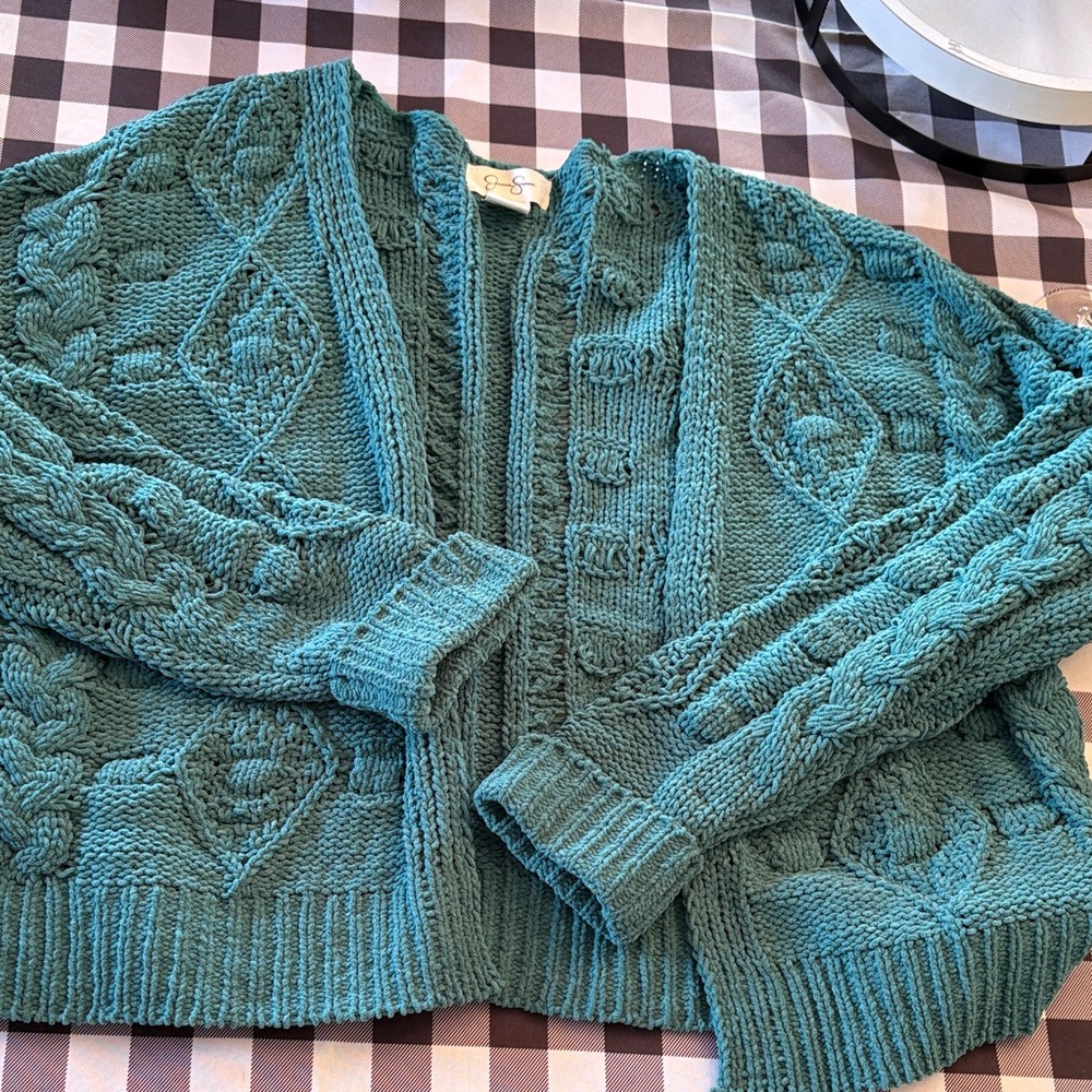 Jessica Simpson Teal Cable Knit Cardigan